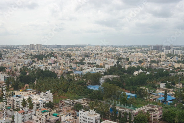 Obraz Cityscape of Bangalore in India, with office buildings and urban sprawl
