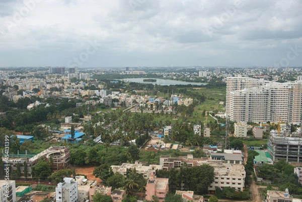 Obraz Cityscape of Bangalore in India, with office buildings and urban sprawl