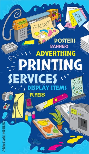 Obraz Printing Services poster, Large format Printing, cards, Banners, Canvas (Vector Art)
