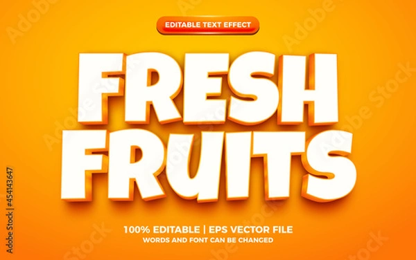 Fototapeta Fresh Fruits 3D Cartoon Editabit Text Effect