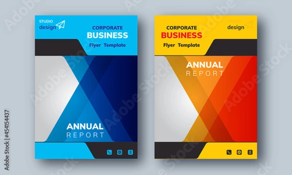Obraz Annual Report Layout Design Template. Corporate Business flyer Background,  Catalog, Cover, Booklet, Brochure, Magazine, Poster, Corporate Presentation, Portfolio, Flyer, Banner, Website, Etc Concept 