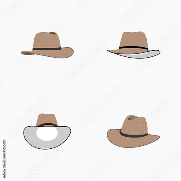 Fototapeta set of cowboy hat editable color vector