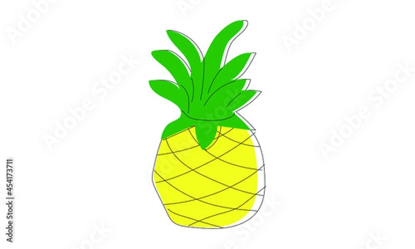 Fototapeta Vector illustration of a pineapple on a white background. Berries icon for farm market menu. Ecological design of healthy food