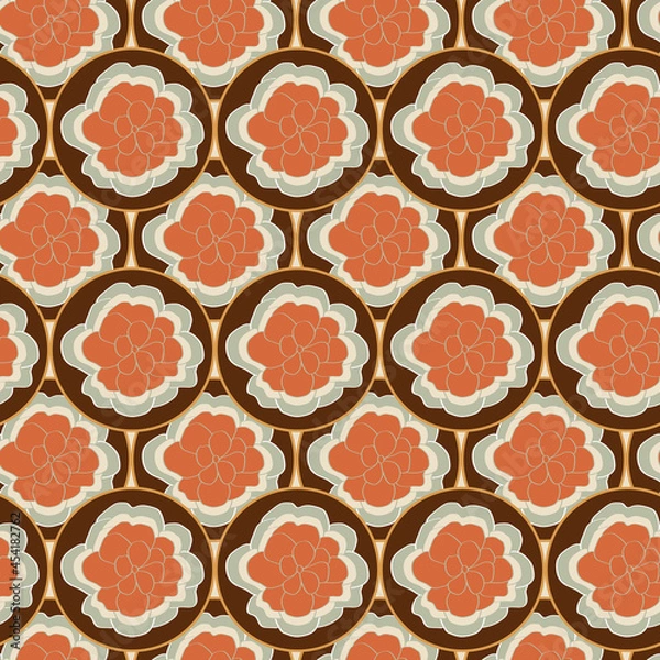 Obraz Vintage retro circles flower seamless vector pattern 