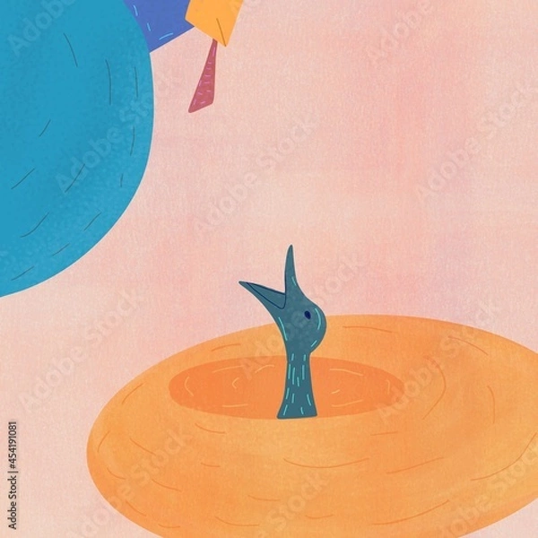 Obraz Baby bird taking a worm