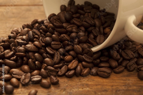 Obraz Kaffee Bohnen Tasse