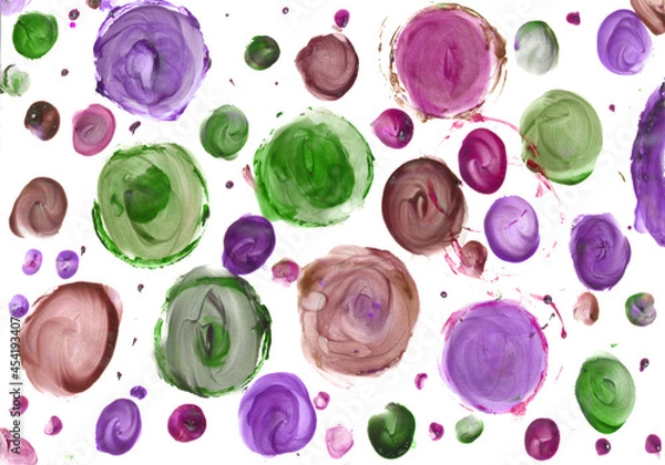 Obraz Colourful acrylic bubbles. Tie Dye Round pattern hand dyed. Abstract ink design template mixed texture background. Rainbow Circular Art. Liquid color backdrop. Oil poster 1970s Style. Shibori patterns