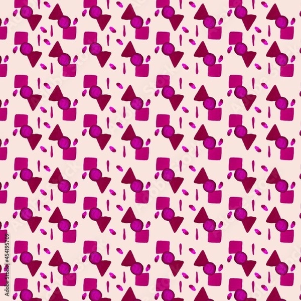 Obraz Pink geometric pattern with shapes, lines, and splash