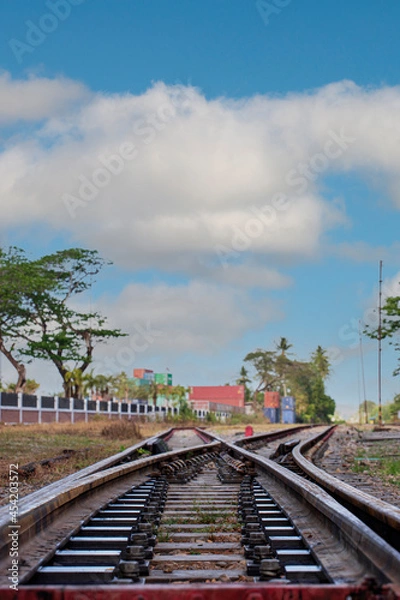 Obraz Thai train tracks, beautiful sky day