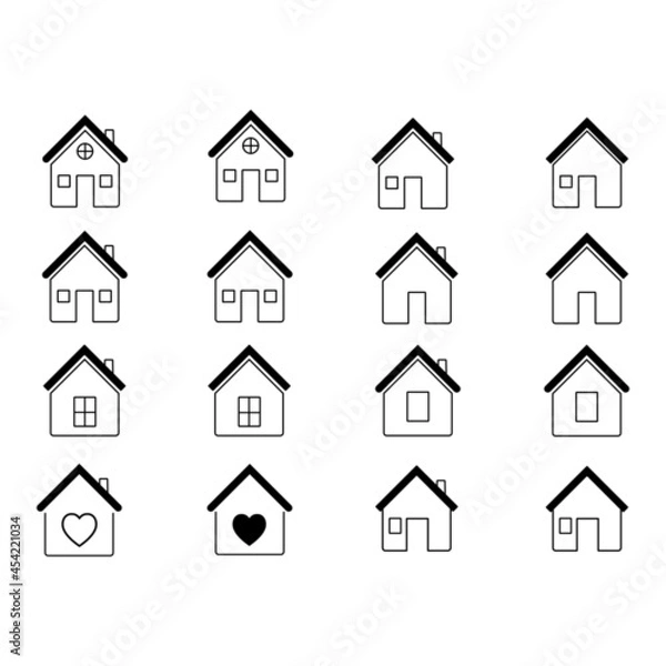 Obraz Home simple line icon set on white background,vector illustration