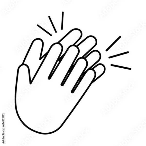 Obraz Hand clapping simple line icon on white background,vector illustration