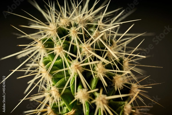 Obraz Bright closeup of green cactus needles with blurred background