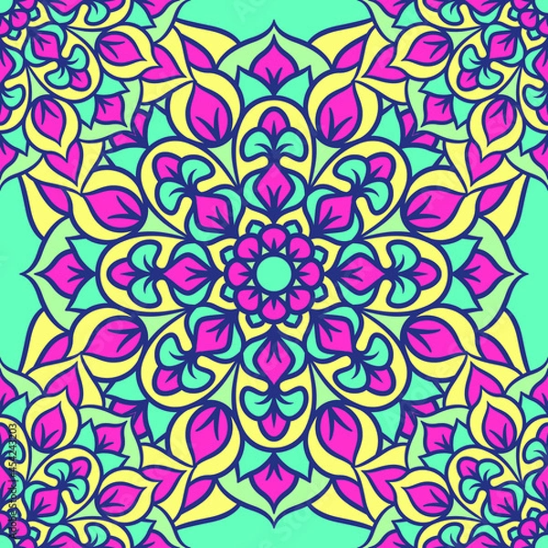 Fototapeta Mandala Round Ornament Seamless Pattern