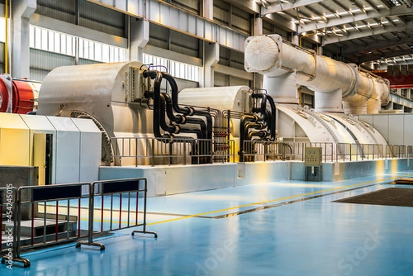 Obraz Powerful turbine in the steam turbine hall