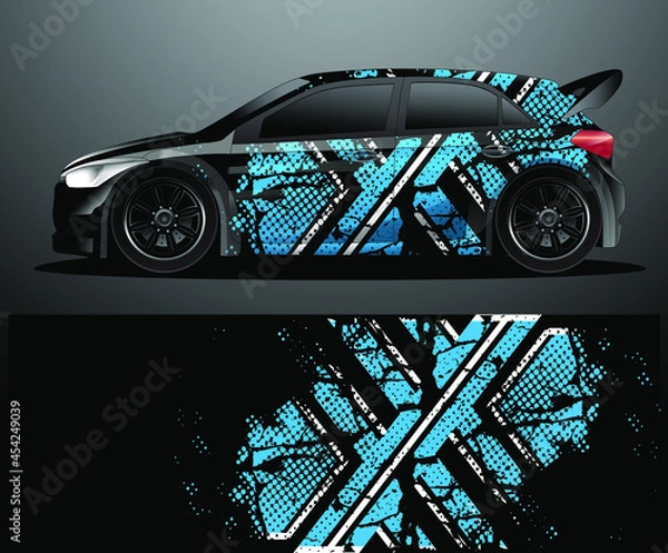 Fototapeta Rally car decal graphic wrap vector, abstract background
