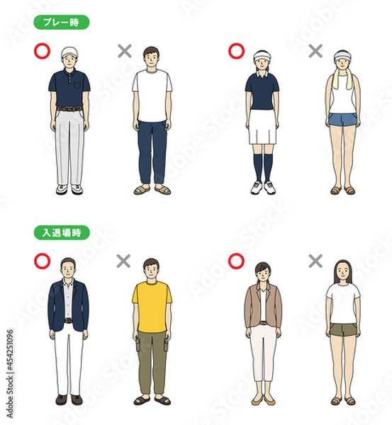 Obraz ゴルフ。ドレスコード。良い例と悪い例。