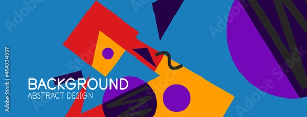 Fototapeta Abstract background. Blocks, lines, triangles, circles composition. Techno or business concept for wallpaper, banner, background, landing page