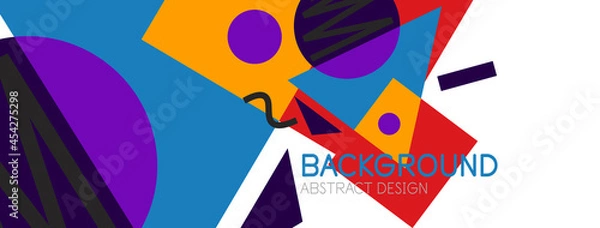 Fototapeta Abstract background. Blocks, lines, triangles, circles composition. Techno or business concept for wallpaper, banner, background, landing page