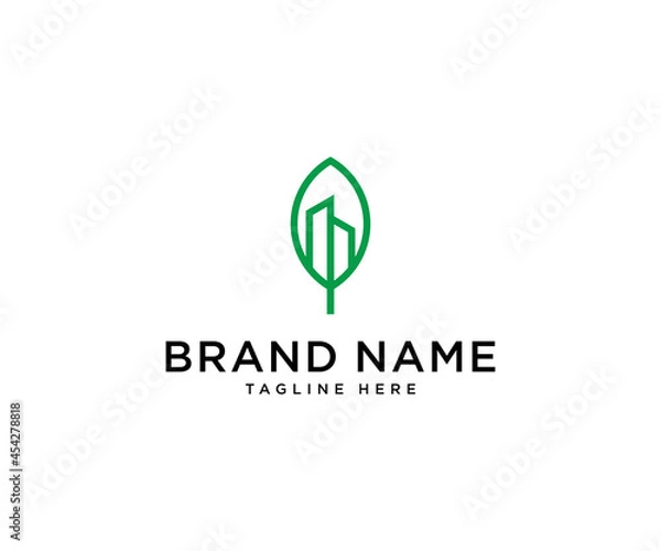 Fototapeta Abstract green building  logo design vector template