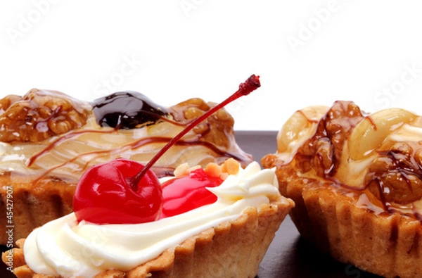 Obraz Cake with cream and cherry