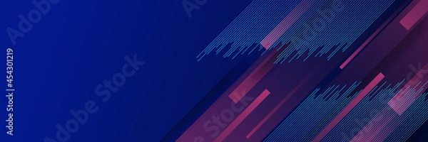Obraz Dark blue background with red square elements overlap. Suitable for presentation background, banner, web landing page, ui, mobile app, editorial design, flyer, banner, and other related occasion