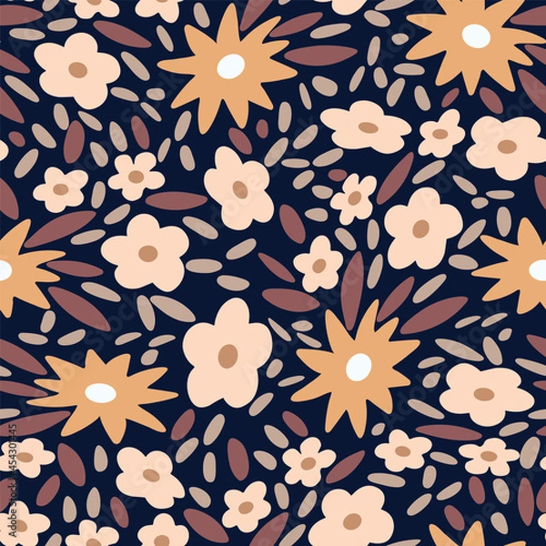 Obraz Vector naive hand drawn flowers seamless pattern