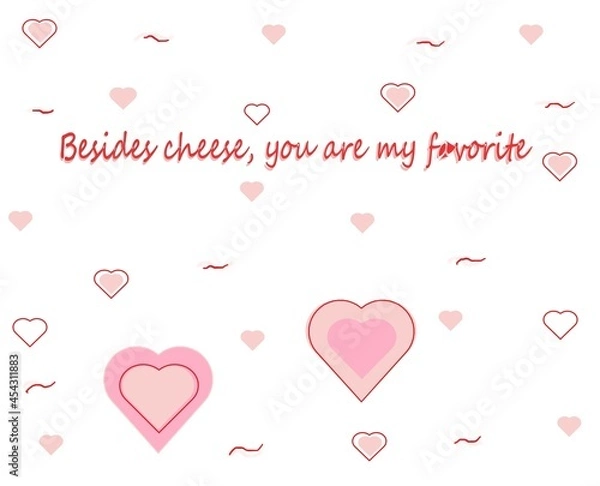 Fototapeta Valentine's day card. Hearts and text. Lovely decorations card. Love.