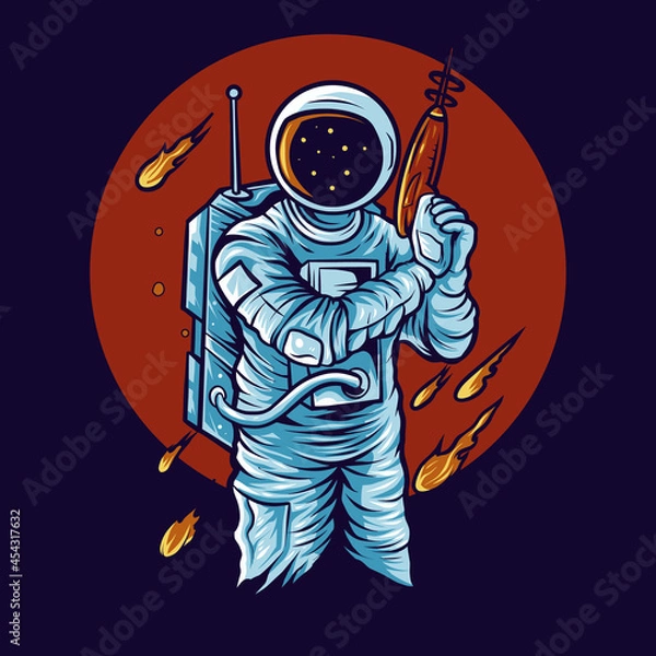 Obraz astronaut vector illustration toy gun