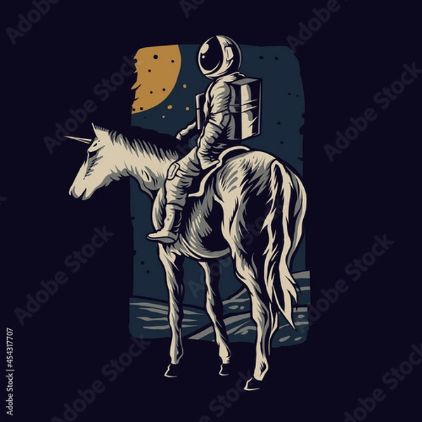 Obraz astronaut riding horse vector illustration design
