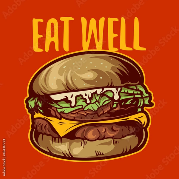Obraz burger vector illustration design on red background