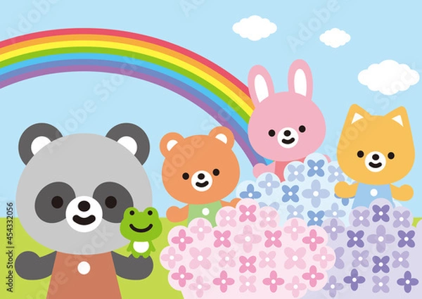 Obraz アニマルミックス　紫陽花　アジサイ