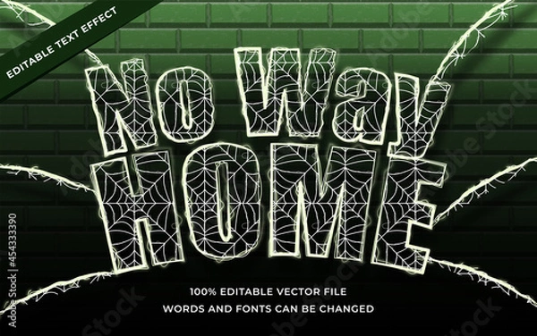 Fototapeta No way Home spider text effect editable for illustrator