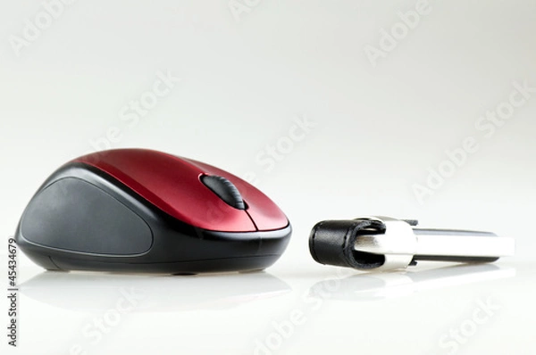 Fototapeta computer mouse with usb drive horizontal isolated