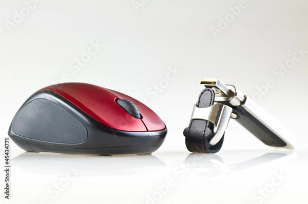 Fototapeta computer mouse with usb drive horizontal isolated