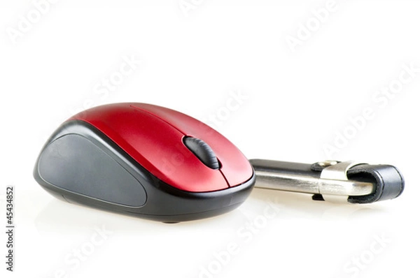 Fototapeta computer mouse with usb drive horizontal isolated
