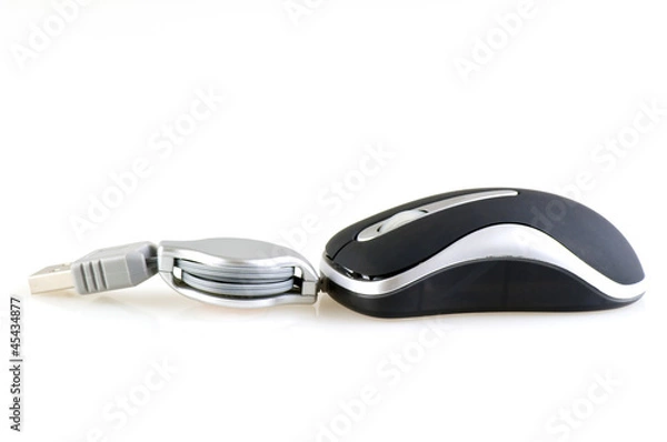 Fototapeta laptop computer mouse isolated on white horizontal