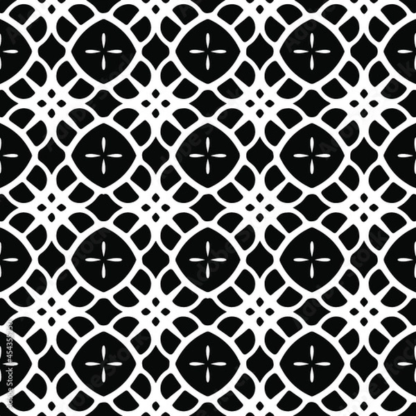 Fototapeta Flower geometric pattern. Seamless vector background. White and black ornament. Ornament for fabric, wallpaper, packaging. Decorative print