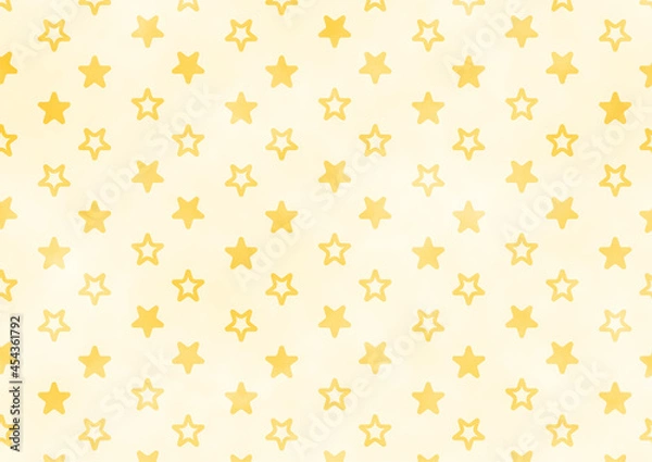 Fototapeta 背景　星　ランダム　白背景　黄色