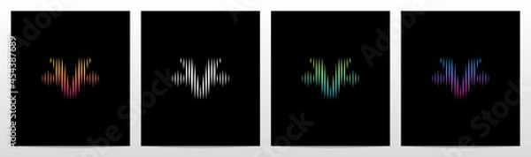Fototapeta Vertical Lines Graphic Equalizer Letter Logo Design V
