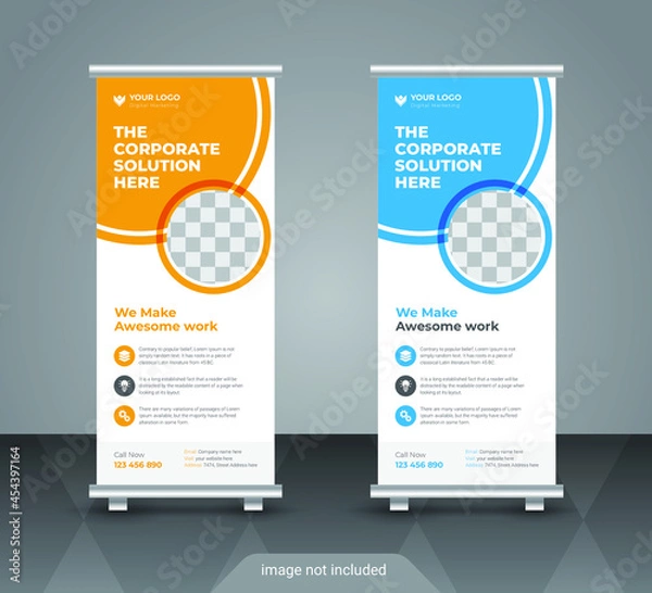 Obraz Creative business agency stands roll up banner design for your business. Roll-up template for exhibition, Corporate Business stand banner, editable roll up banner vector template
