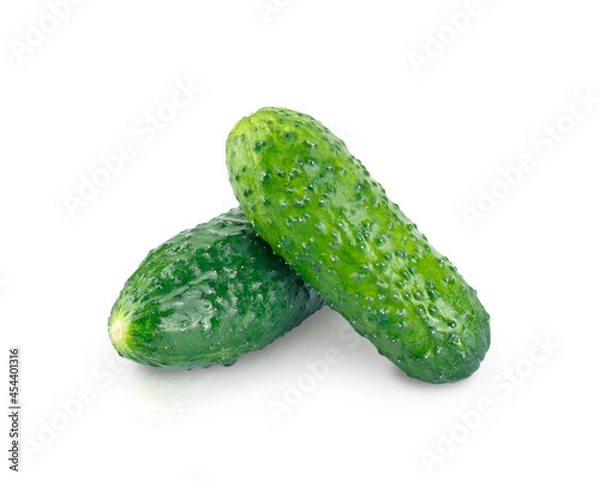 Fototapeta Two ground cucumbers isolated on white with shadow and reflection