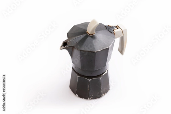 Obraz Isolated moka coffee maker closeup side view