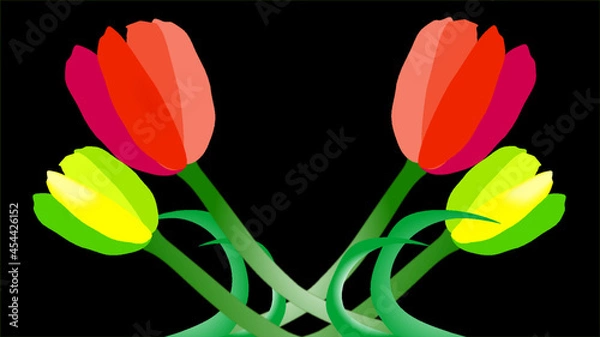 Obraz red and yellow tulips