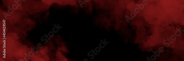 Fototapeta Red smoke clouds on black background. Abstract banner