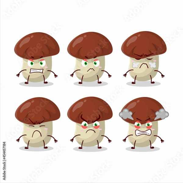 Fototapeta Bolete cartoon character with various angry expressions
