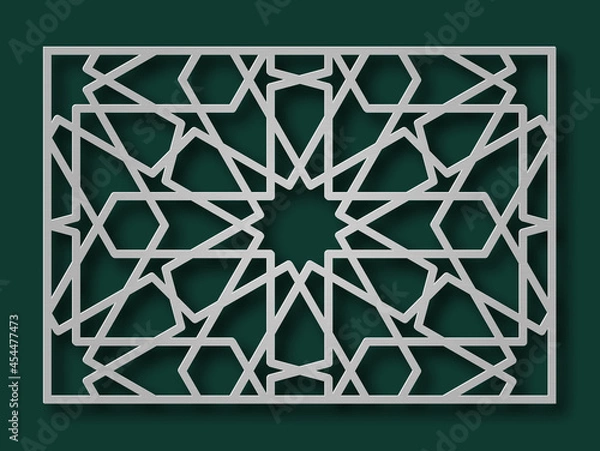 Obraz Laser Cutting Template. Decorative Lattice. Middle Eastern Geometric Pattern.