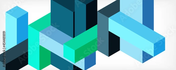 Fototapeta Abstract background. 3d cubes, cubic elements and blocks. Techno or business concept for wallpaper, banner, background, landing page