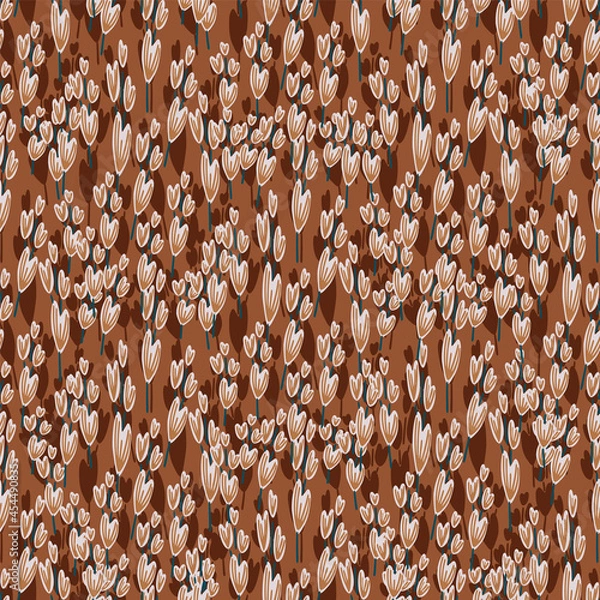 Fototapeta Vector hand drawn wild flowers and herbs seamless pattern