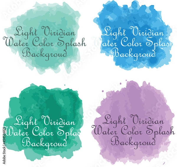 Obraz 4 watercolor splash backgrounds for the invitation, greetings, Instagram posts. The color includes  including Viridian, Prussian Blue, Mauve, Light Viridian