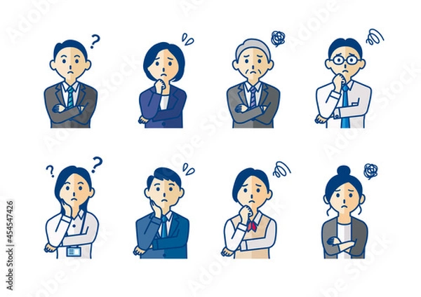 Obraz 困っている人の上半身イラストセット